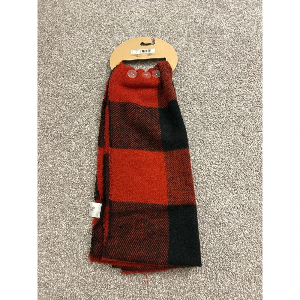 Levis Buffalo Plaid Scarf Unisex OS Red Black NEW 45LV06BS02 Checkered Acrylic